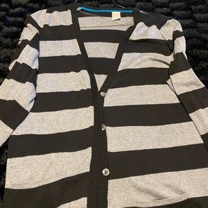 Gray and  Black stripped cardigan